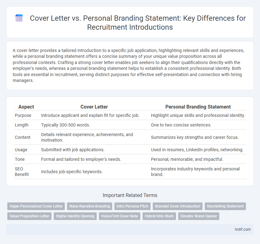 Cover Letter vs. Personal Branding Statement: Key Differences for Recruitment Introductions