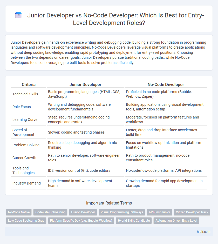 Junior Developer vs No-Code Developer: Which Is Best for Entry-Level Development Roles?