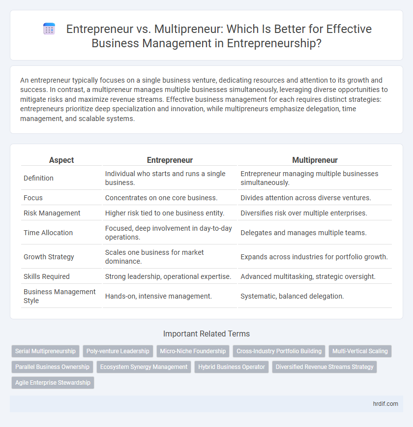 Entrepreneur vs. Multipreneur: Which Is Better for Effective Business Management in Entrepreneurship?