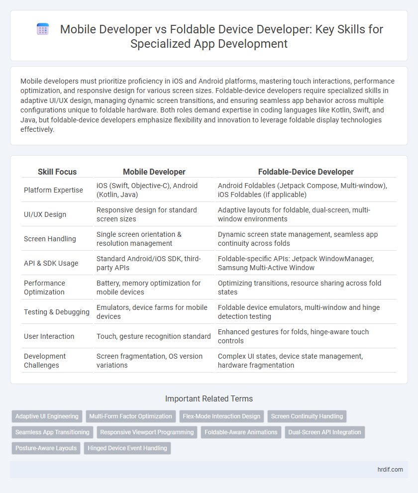 Mobile Developer vs Foldable Device Developer: Key Skills for Specialized App Development