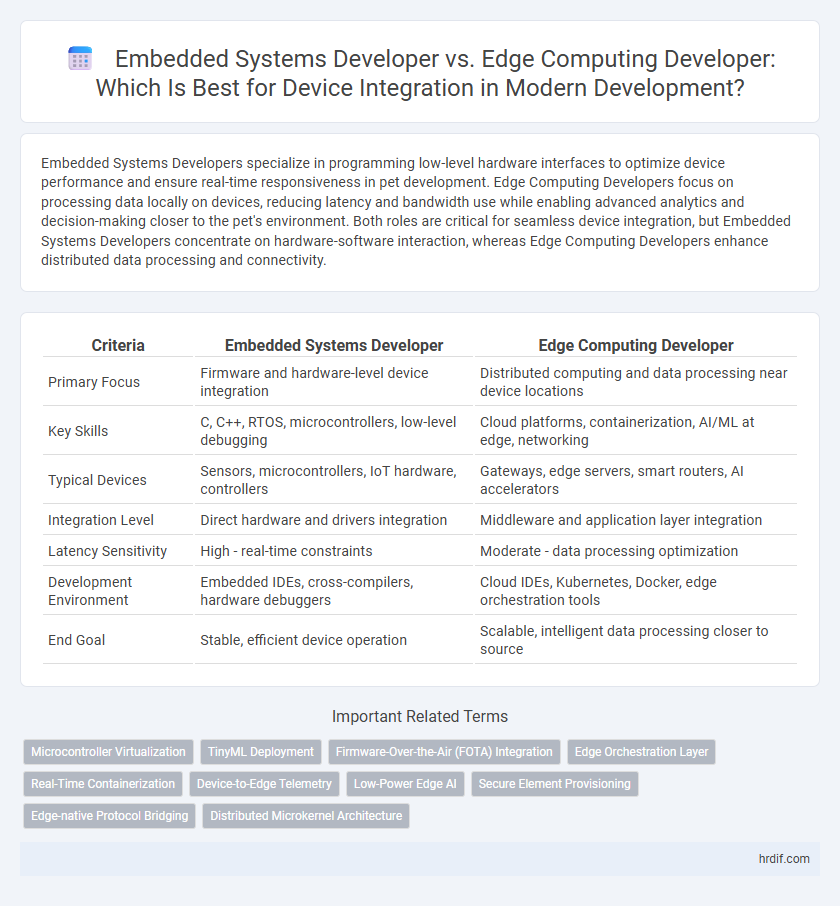 Embedded Systems Developer vs. Edge Computing Developer: Which Is Best for Device Integration in Modern Development?