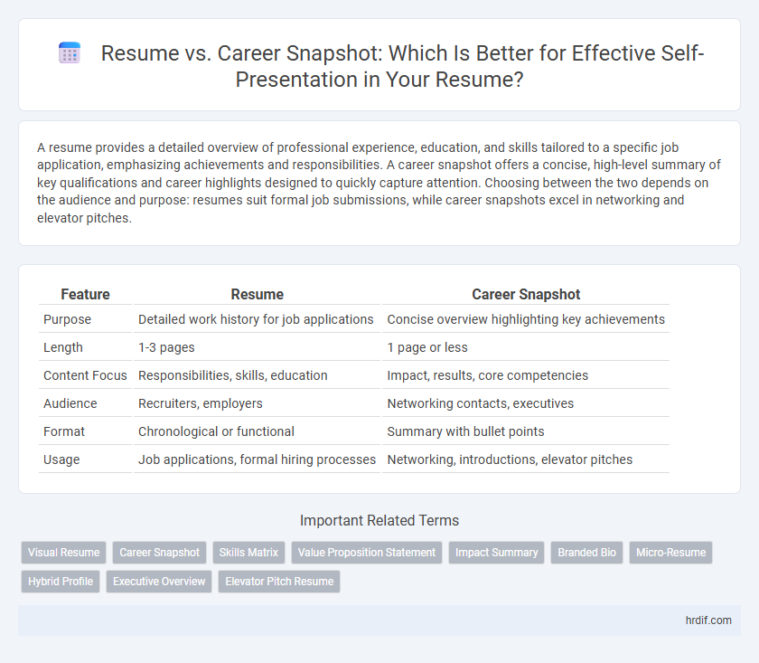 Resume vs. Career Snapshot: Which Is Better for Effective Self-Presentation in Your Resume?