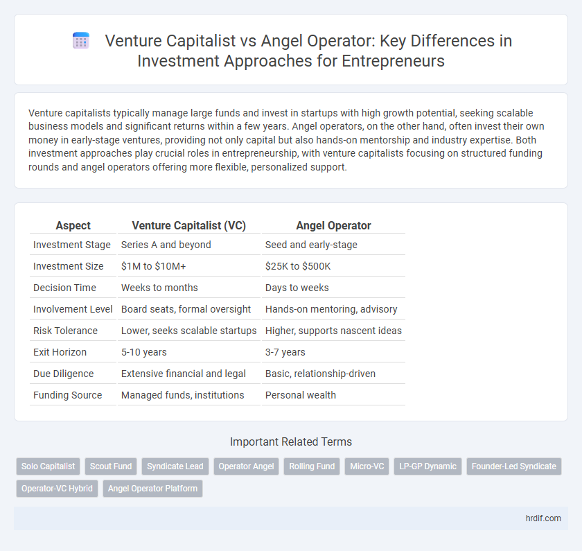 Venture Capitalist vs Angel Operator: Key Differences in Investment Approaches for Entrepreneurs
