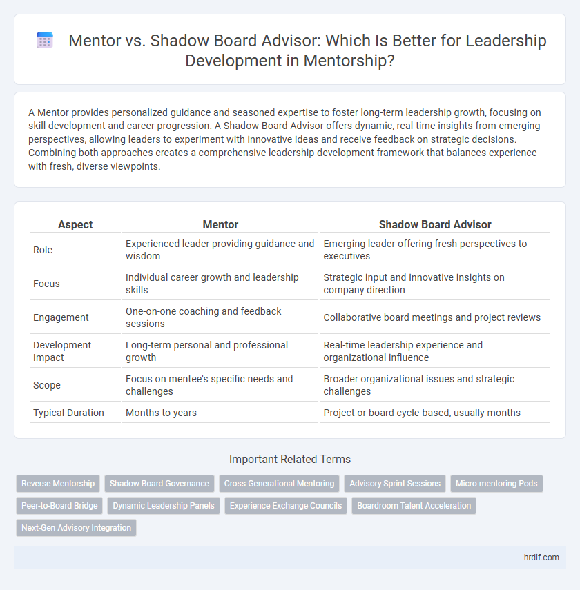 Mentor vs. Shadow Board Advisor: Which Is Better for Leadership Development in Mentorship?