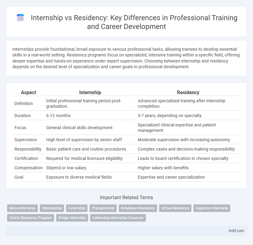 Internship vs Residency: Key Differences in Professional Training and Career Development